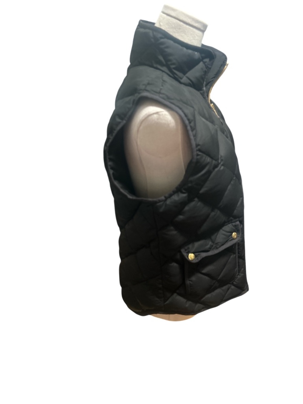 J.Crew Excursion Down Puffer Vest S Black Quilted Gold Hardware Preppy - Picture 4 of 9